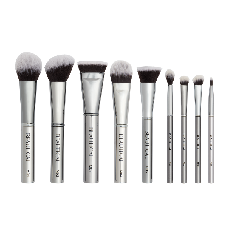beautical metal glam brush set gunmetal makeup brushes