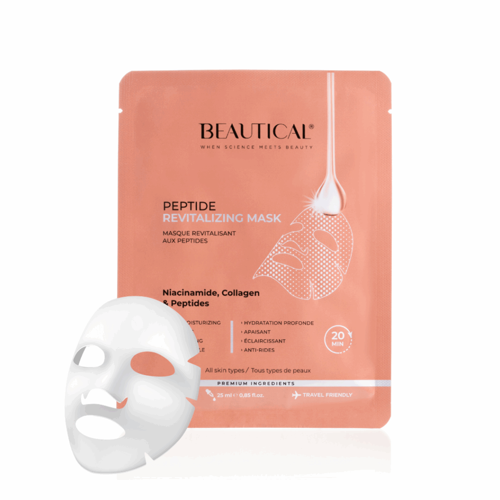 BEAUTICAL Peptide Revitalizing Mask_packshot front & mask