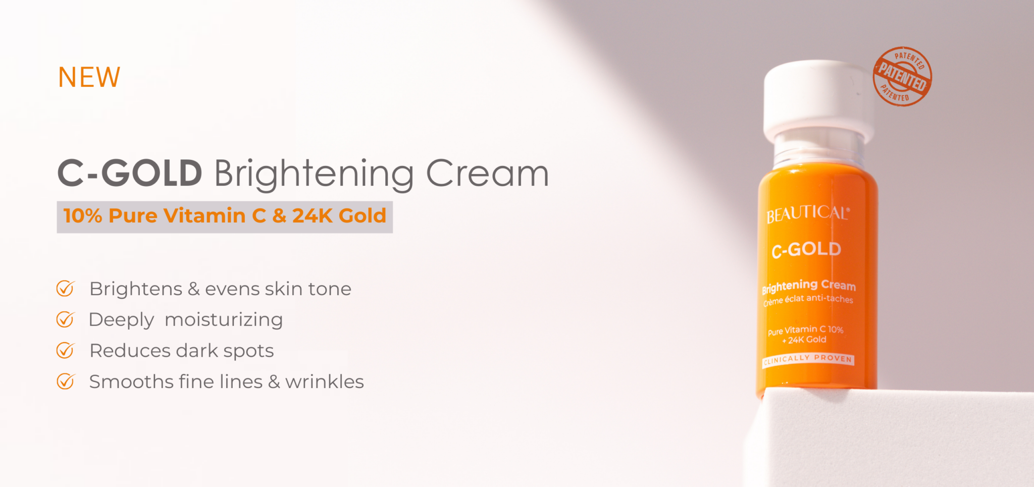 BEAUTICAL C-GOLD Brightening Cream homepage banner EN