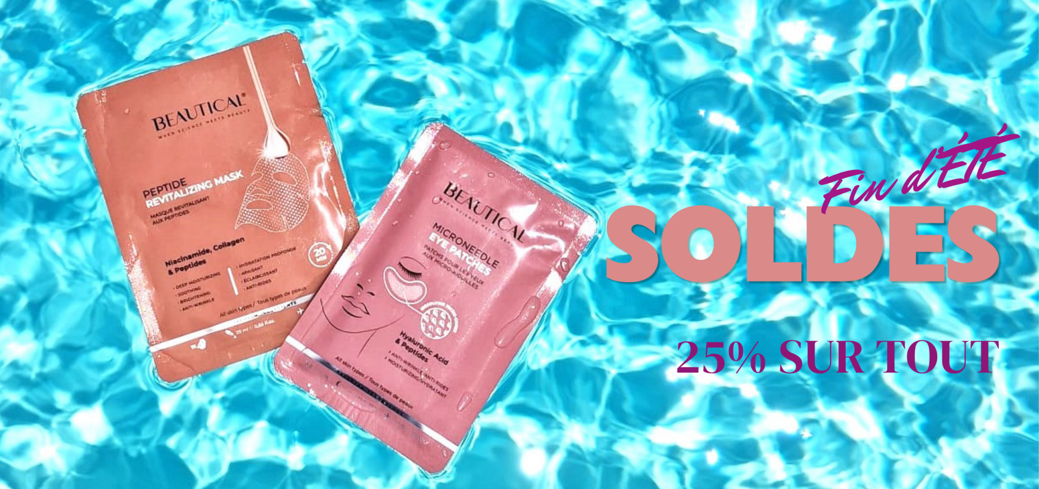 beautical masque aux peptides et patchs yeux aux micro-aiguilles dans la piscine
